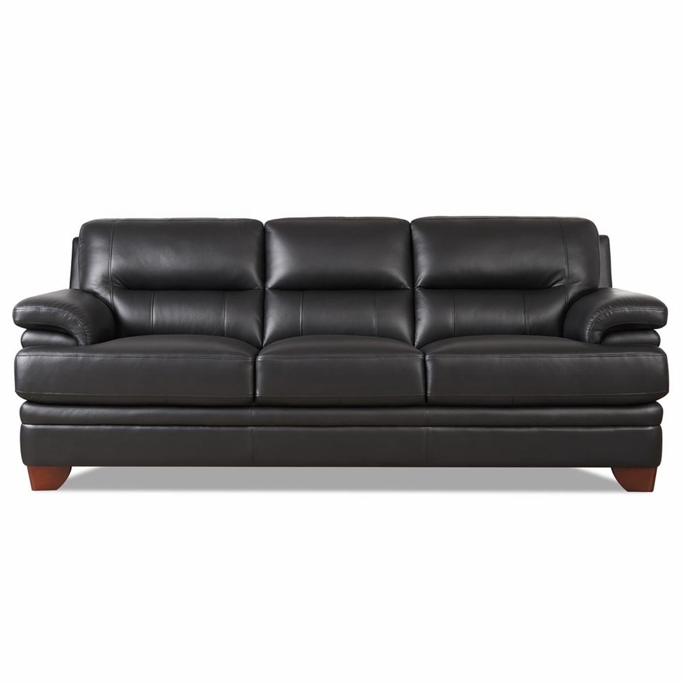 Hydeline Luxor Top Grain Leather Sofa 3-Seater Black with Tapered Legs Memory Foam and Springs Seating