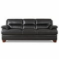 thumbnail image 1 of Hydeline Luxor Top Grain Leather Sofa 3-Seater Black with Tapered Legs Memory Foam and Springs Seating, 1 of 8