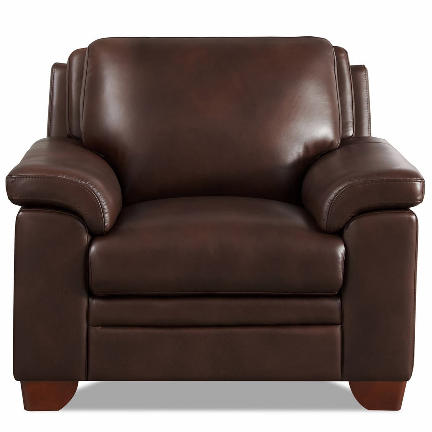 Hydeline Magnum Top Grain Leather Chair Chestnut Brown with Tapered Legs Memory Foam and Springs Seating