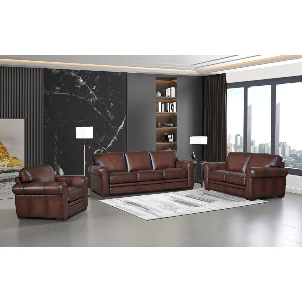Hydeline USA Hydeline Brookfield Top Grain Leather Sofa Set, Sofa
