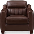 thumbnail image 1 of Hydeline Uptown Top Grain Leather Armchair Chestnut Brown with Tapered Legs Feather Down Memory Foam and Springs Seating, 1 of 6