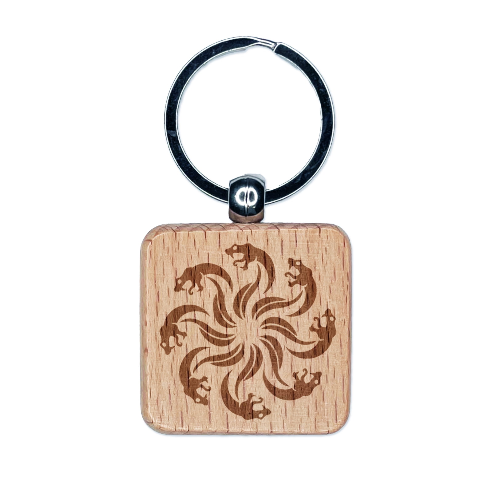 Hydra Naga Serpents Snakes Square Keychain Charm Tag - Engraved Wood ...