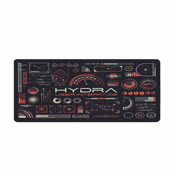 Hydra User Interface Tech Design Mouse Pad 31.5 x 11.82 inches Rubber Surface for Office Gaming Desk Use