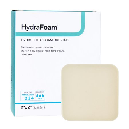 HydraFoam Foam Dressing 2 x 2" Square No Border Waterproof Backing 00294E 10 per Box