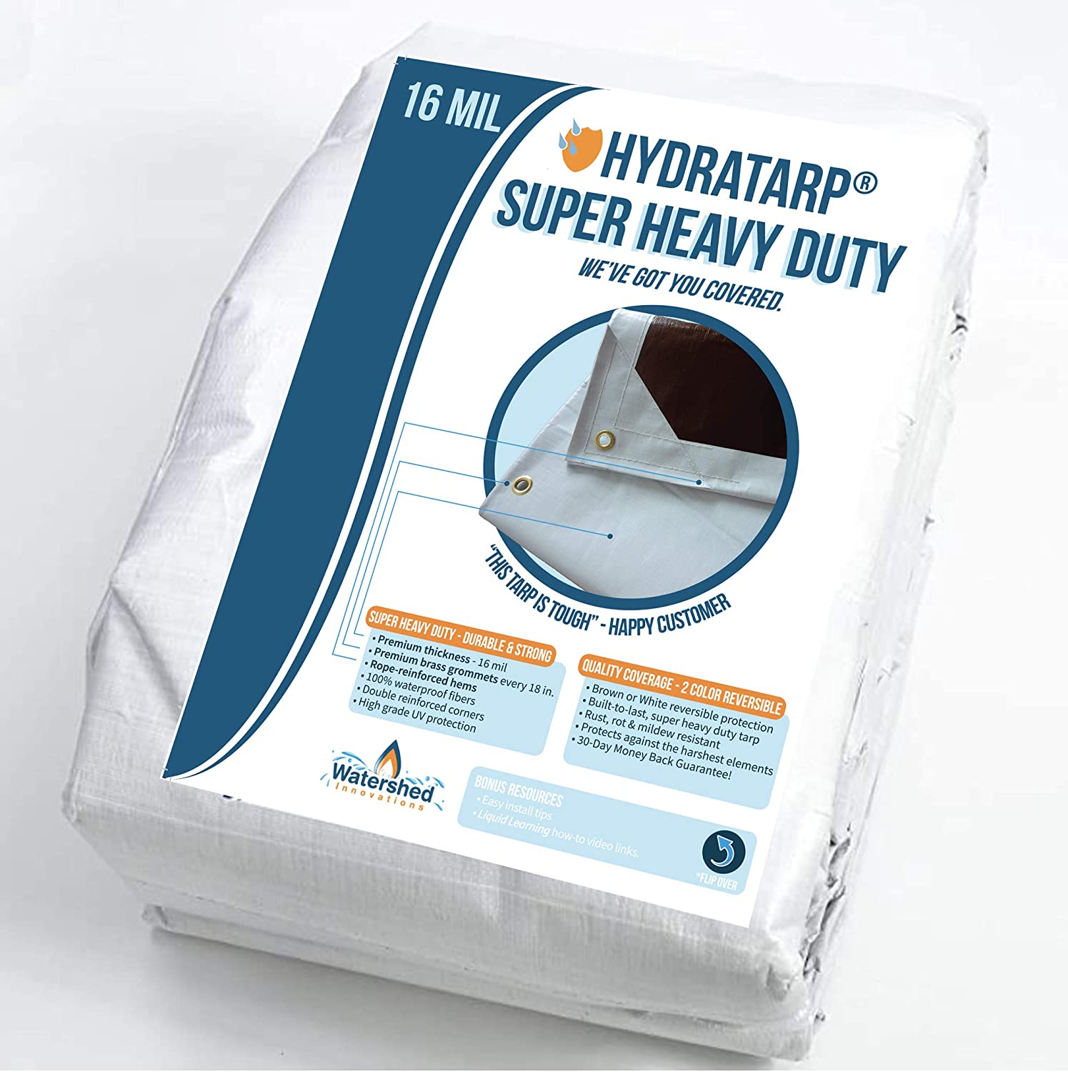 Watershed Innovations HydraTarp Heavy-Duty Waterproof Tarp 16 Mil 16ft ...