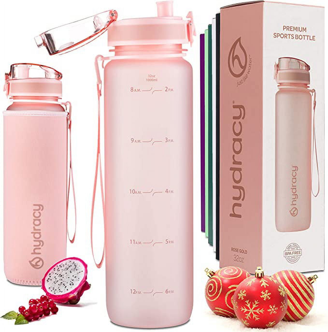Hydracy Fruit Infuser Water Bottle - 32 oz Sports Bottle - Insulating Sleeve, Time Marker & Full Length Infusion Rod + 27 Fruit Infused Water
