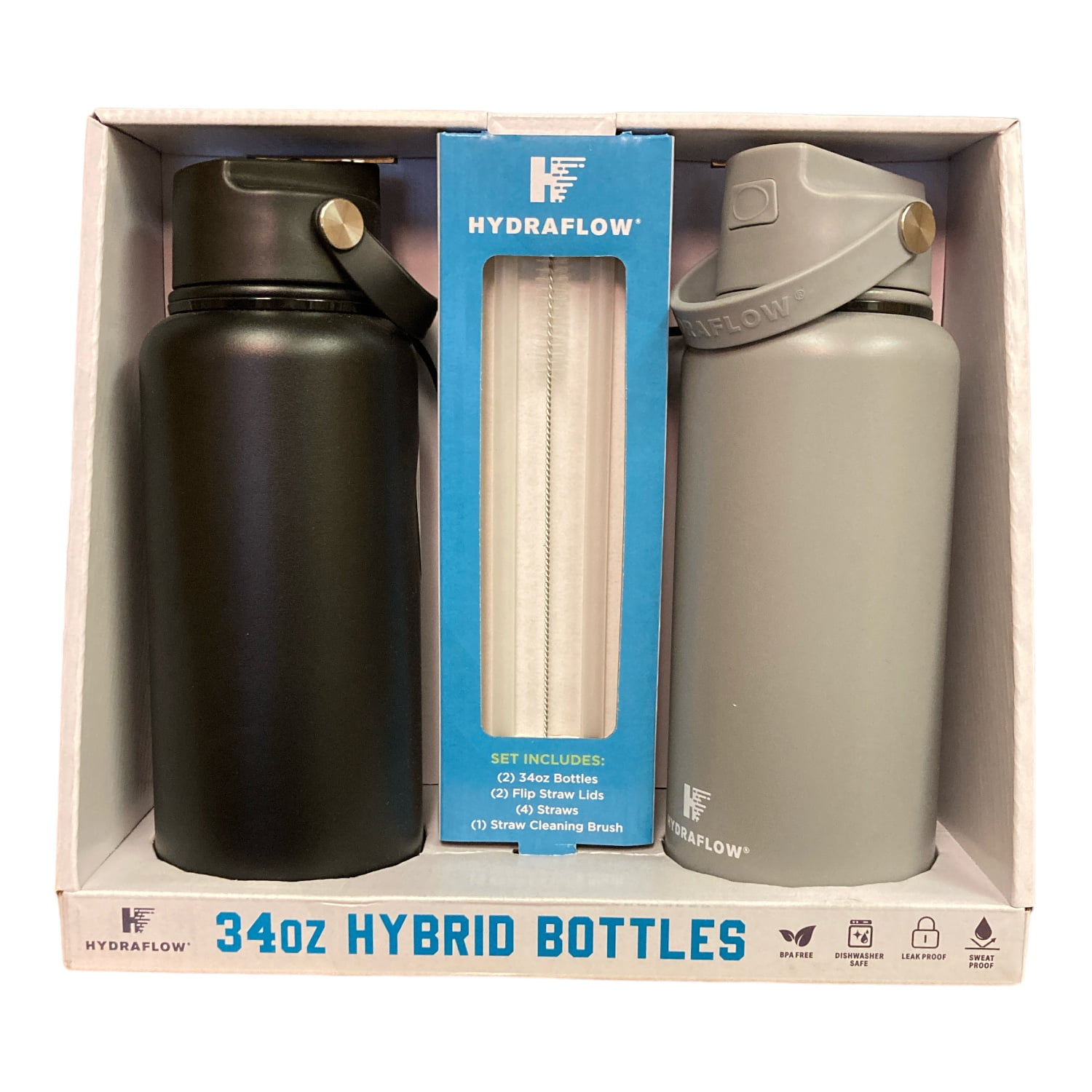 Hydraflow 34oz. Hybrid Triple Wall Stainless Steel Bottle, 2 Pack