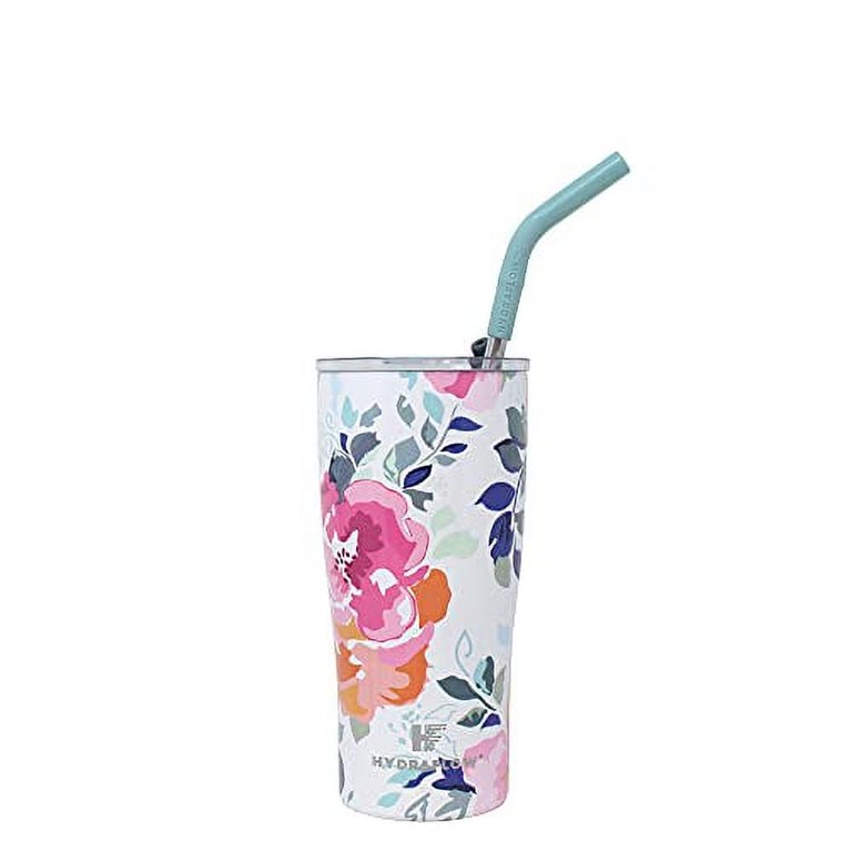 Wellness 20-oz. Double-Wall Stainless Steel Blossom Marble Tumbler with  Straw