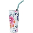 thumbnail image 1 of Hydraflow Capri - 20oz Tumbler with Straw - Triple Wall Vacuum Insulated Tumbler - Insulated Smoothie Cup - Stainless Steel Tumbler - Reusable Tumbler with Lid - (Wtr Clr Floral), 1 of 3