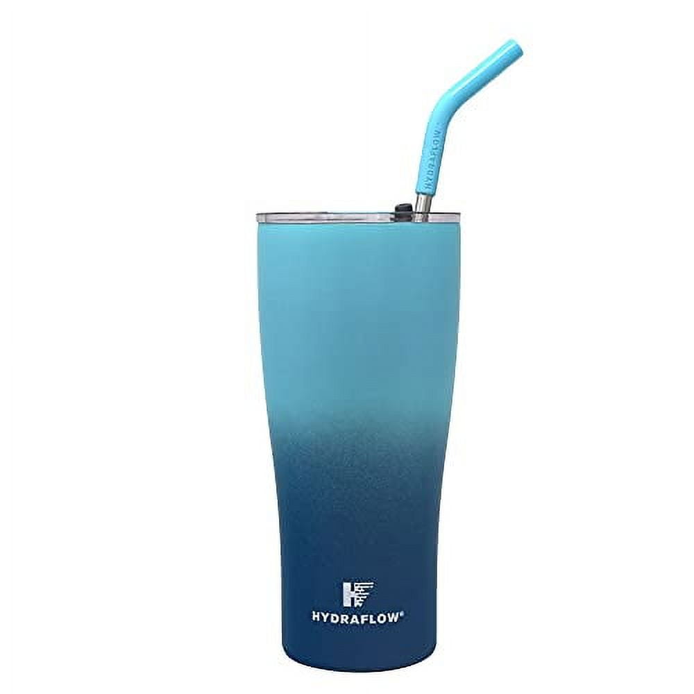 HYDRAFLOW Capri 40 oz. Aqua Blue Stainless Steel Vacuum Insulated Tumbler  with Handle 267358 - The Home Depot