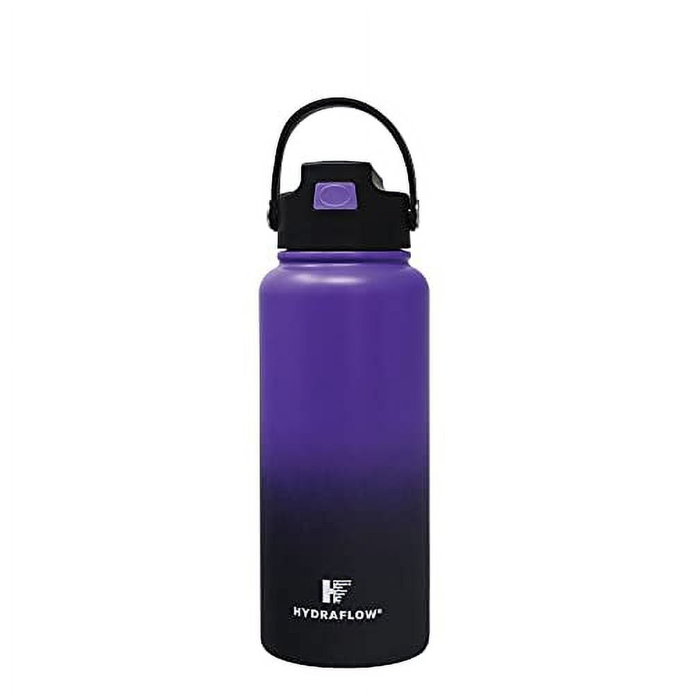 Hydraflow Hybrid Triple Wall Vacuum Insulated Bottle with Flip Straw Insulated Water Bottle Stainless Steel Bottle Water Bottle with Straw Reusable Water Bottle 34oz Ombre Purple Black Walmart