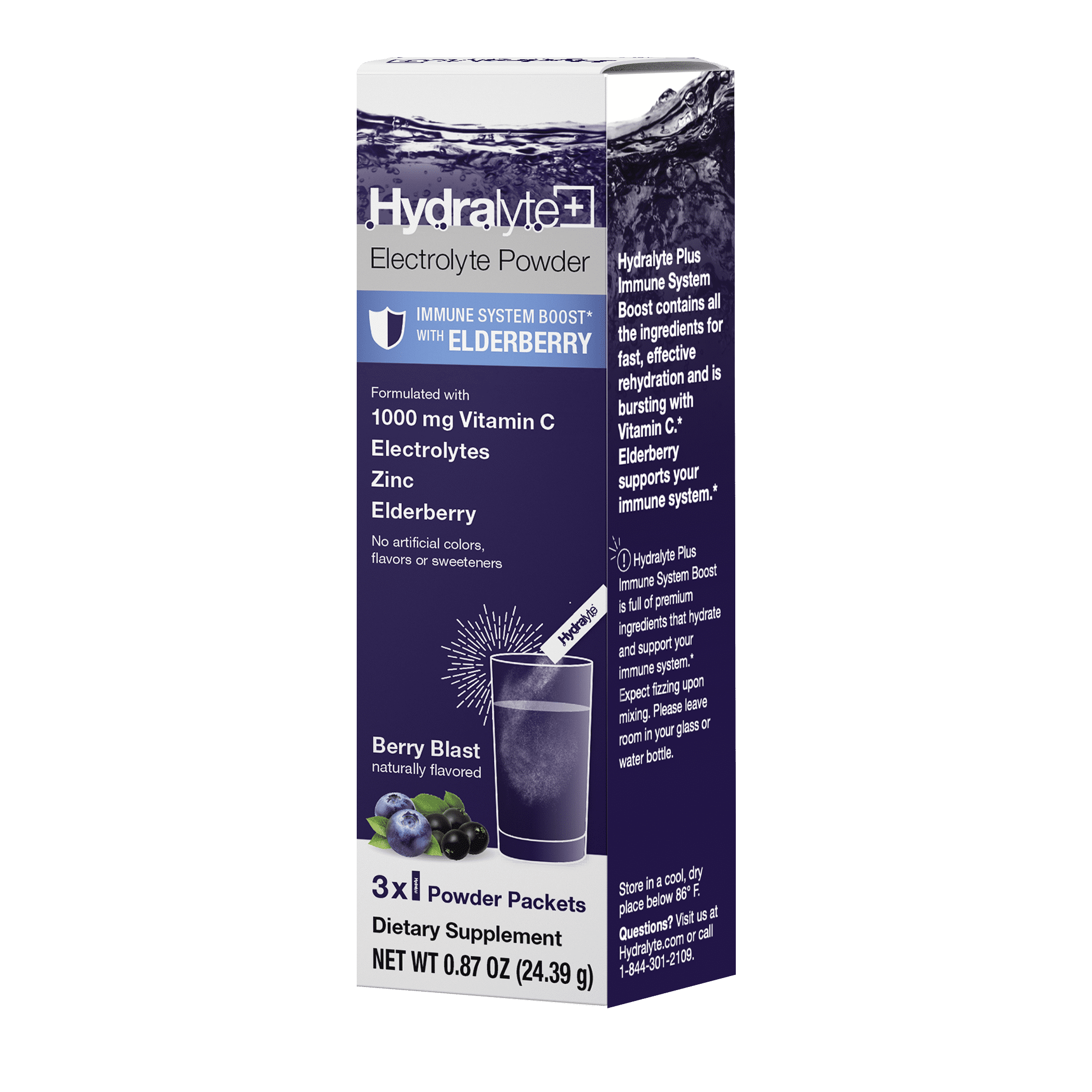 Hydralyte Effervescent Granules, Berry, 3 Count