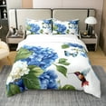 thumbnail image 1 of Hydrangea 100% Natural Cotton Duvet Cover King Size 3Pcs,Blue Floral Comforter Cover For Adult Teens,Hummingbird Bedding Set,Colorful Butterfly Bed Set With Zipper Closure,Soft Warm, 1 of 6