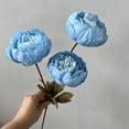 thumbnail image 1 of Hydrangea Artificial Flowers 3heads Peony Cored Peony Artificial Flower Fake Rose Wedding Living Room Decoration (Blue), 1 of 5