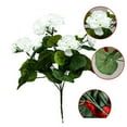 thumbnail image 1 of Hydrangea Artificial Flowers 4 Pack Artificial Flowers for Outdoors 14'' Red Geranium Silk Flowers Outdoor UV Resistant Garden Plants Bush Faux Flowers for Home Wedding Kitchen Decor (White), 1 of 8