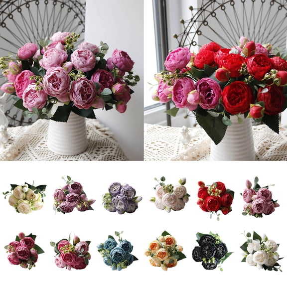 Hydrangea Artificial Flowers 5 Stems, Fake Flowers for Spring Home Decor, Lifelike Silk Flowers in Vase by PALIFEUR