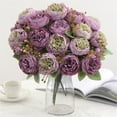 thumbnail image 1 of Hydrangea Artificial Flowers Artificial Flowers Silk Peony Bouquet Home Living Room Decoration Simulation Flower Tea Bud Peonies Green Plant Party Decor (Purple), 1 of 7