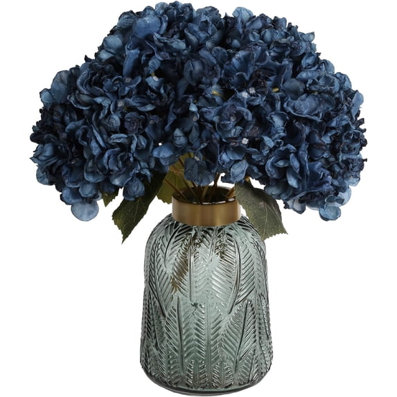 Hydrangea Artificial Flowers Blue Fake Hydrangea Heads Silk Dried Flowers with Stems Faux Flowers Centerpiece Table Decorations for DIY Wedding Baby Shower Party Shop Home (Blue)