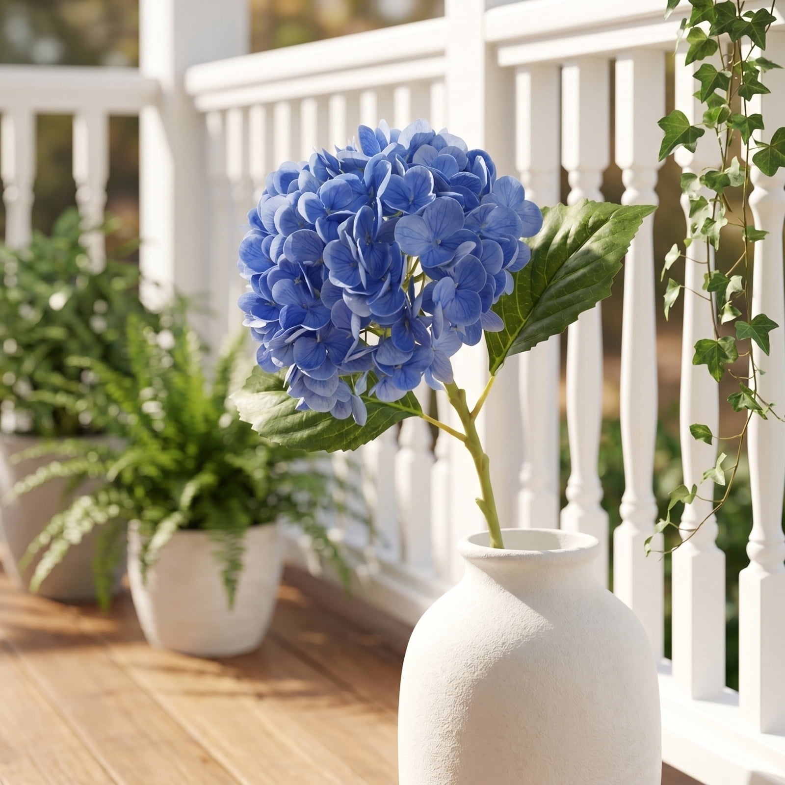 Blue Postic Note Hydrangea Artificial Flowers Dark Blue 19 Inch Artificial Hydrangea ...