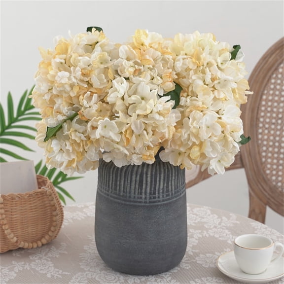 Hydrangea Artificial Flowers, Dried Textured Silk Hydrangea ,Faux Hydrangea Flowers Fake, Flower Faux Floral Stems Artificial Flower Bulk for Table Centerpieces Wedding Home Decor