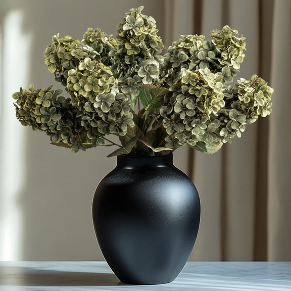 Hydrangea Artificial Flowers,Fall Hydrangeas Artificial Flowers, Fake Fall Dried Hydrangea Decoration,Faux Silk Flower with Stems Winter Decor Without Vase