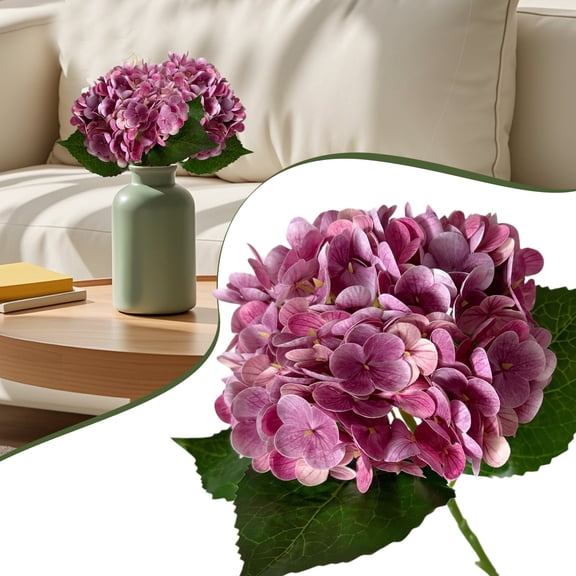 Hydrangea Artificial Flowers, Faux Hydrangea Flowers, Large Artificial Hydrangea Flowers 3D Realistic Hydrangea Stems Home Wedding Party Table Centerpieces Decoration 1Pcs