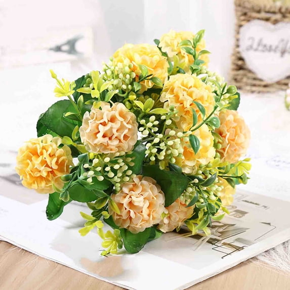 Hydrangea Artificial Flowers, Faux Hydrangea Flowers Outdoor, Realistic Artificial Florals, Faux Blooms Arrangement, Flower Bouquet for Wedding, Durable Floral Decor, 12.99 in,Champagne Color
