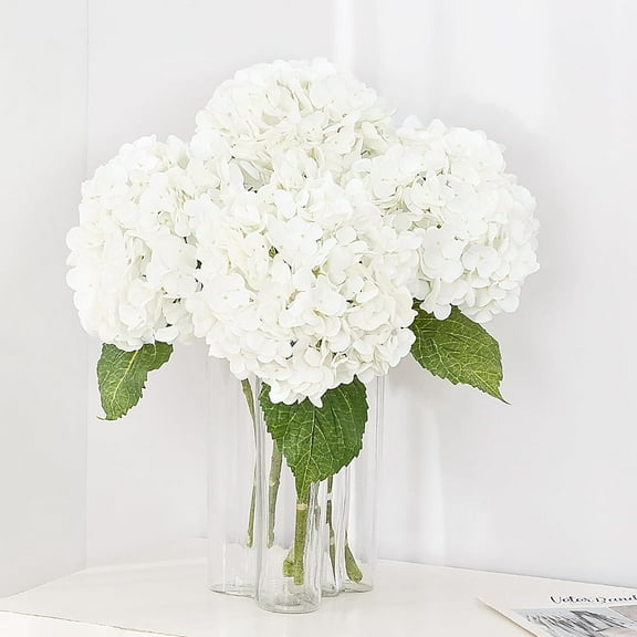 Hydrangea Artificial Flowers, Latex Real Touch Hydrangeas Lifelike Large Hydrangea Flowers for Home Decor Party Arrangements Wedding Bouquets Centerpieces (White)