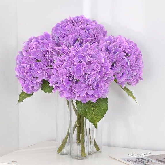Hydrangea Artificial Flowers, Latex Real Touch Hydrangeas Lifelike Large Hydrangea Flowers for Home Decor Party Arrangements Wedding Bouquets Centerpieces (Light Purple)