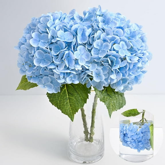 Hydrangea Artificial Flowers, Latex Real Touch Hydrangeas Lifelike Large Hydrangea Flowers for Home Decor Party Arrangements Wedding Bouquets Centerpieces (Blue)