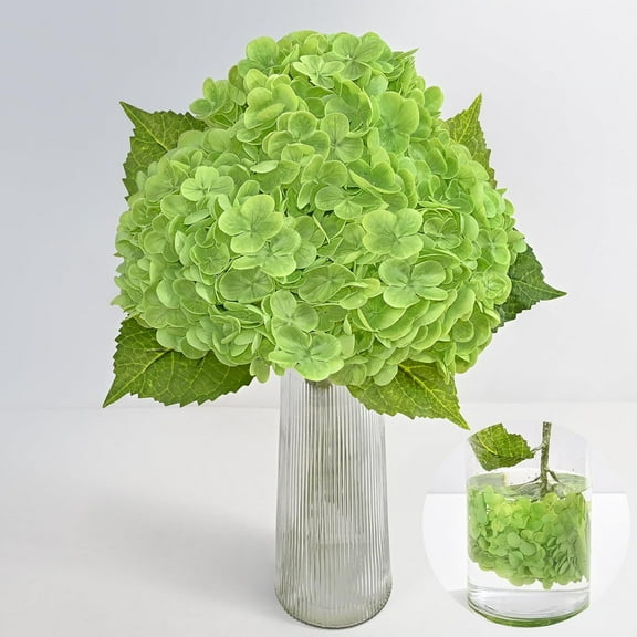 Hydrangea Artificial Flowers, Latex Real Touch Hydrangeas Lifelike Large Hydrangea Flowers for Home Decor Party Arrangements Wedding Bouquets Centerpieces (Dark Green)