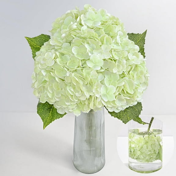 Hydrangea Artificial Flowers, Latex Real Touch Hydrangeas Lifelike Large Hydrangea Flowers for Home Decor Party Arrangements Wedding Bouquets Centerpieces (Light Green)