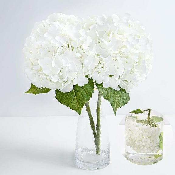 Hydrangea Artificial Flowers, Latex Real Touch Hydrangeas Lifelike Large Hydrangea Flowers for Home Decor Party Arrangements Wedding Bouquets Centerpieces (White)