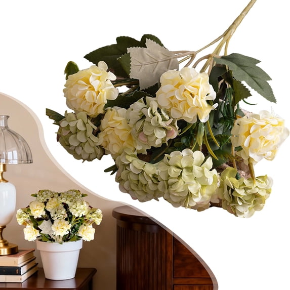 Hydrangea Artificial Flowers Real Touch Fake Hydrangea Flowers Realistic 12Inch 1 Branch Faux Floral Stems for Wedding Bouquets Home Party Table Centerpieces Vase Decor