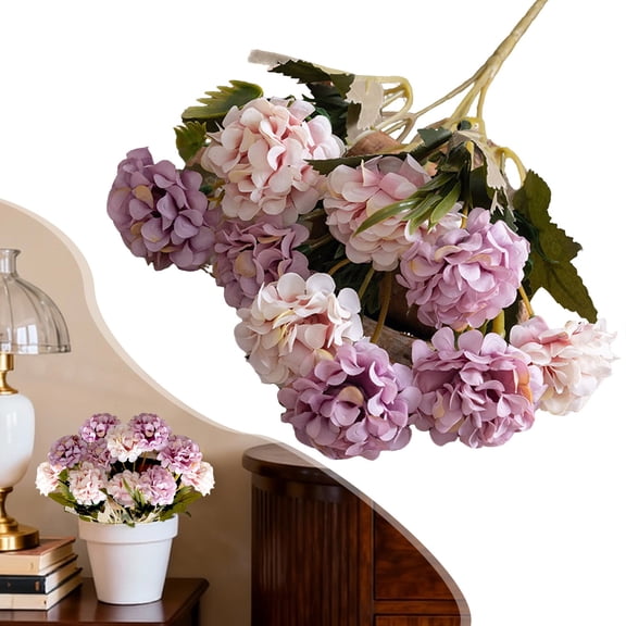 Hydrangea Artificial Flowers Real Touch Fake Hydrangea Flowers Realistic 12Inch 1 Branch Faux Floral Stems for Wedding Bouquets Home Party Table Centerpieces Vase Decor
