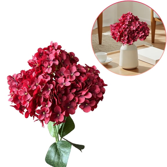 Hydrangea Artificial Flowers, Real Touch Hydrangeas Lifelike Large Hydrangea Flowers for Home Decor Party Arrangements Wedding Bouquets Centerpieces, Red