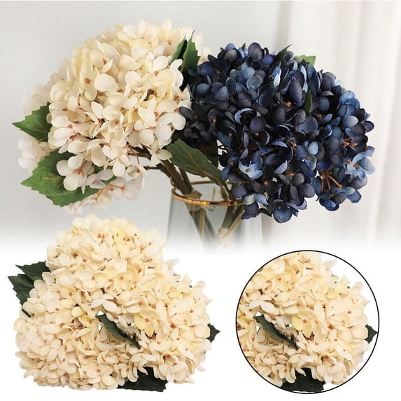 Hydrangea Artificial Flowers Silk Fake Hydrangeas Faux Hydrangea Flowers with Stems for Wedding Bouquets Arrangement Home Table Centerpieces Shower Party Decoration(Multicolor), Beige