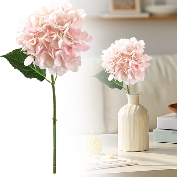 Hydrangea Artificial Flowers Single Stem Fake Flowers with Leaves for Table Centerpiece,Pink Faux Flowers for Vase Bouquets Arrangement for Wedding Birthday Party Decoration