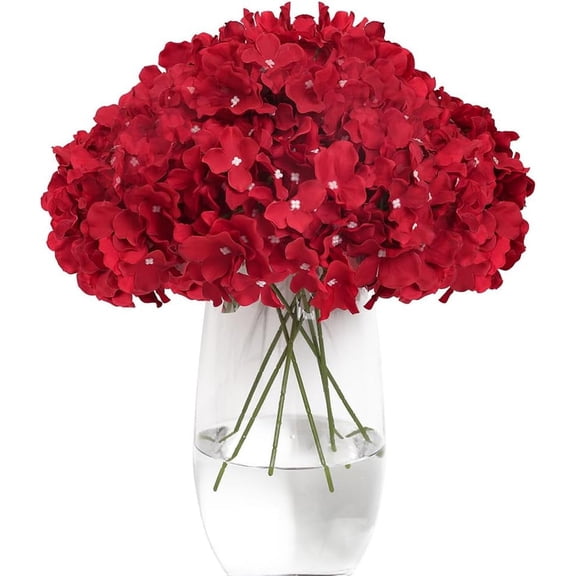 Hydrangea Artificial Flowers with Stems 12pcs Silk Blue Flower Heads for Office Home Party Wedding Centerpiece Decoration Bouquets DIY Floral Decor (Sky Blue)