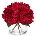 Hydrangea Artificial Flowers in Vase Red Silk Fake Flowers Arrangements