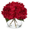 thumbnail image 1 of Briful Hydrangea Artificial Flowers in Glass Vase for Wedding & Home Decor, Red Silk Floral Arrangement Table Centerpiece, 1 of 6