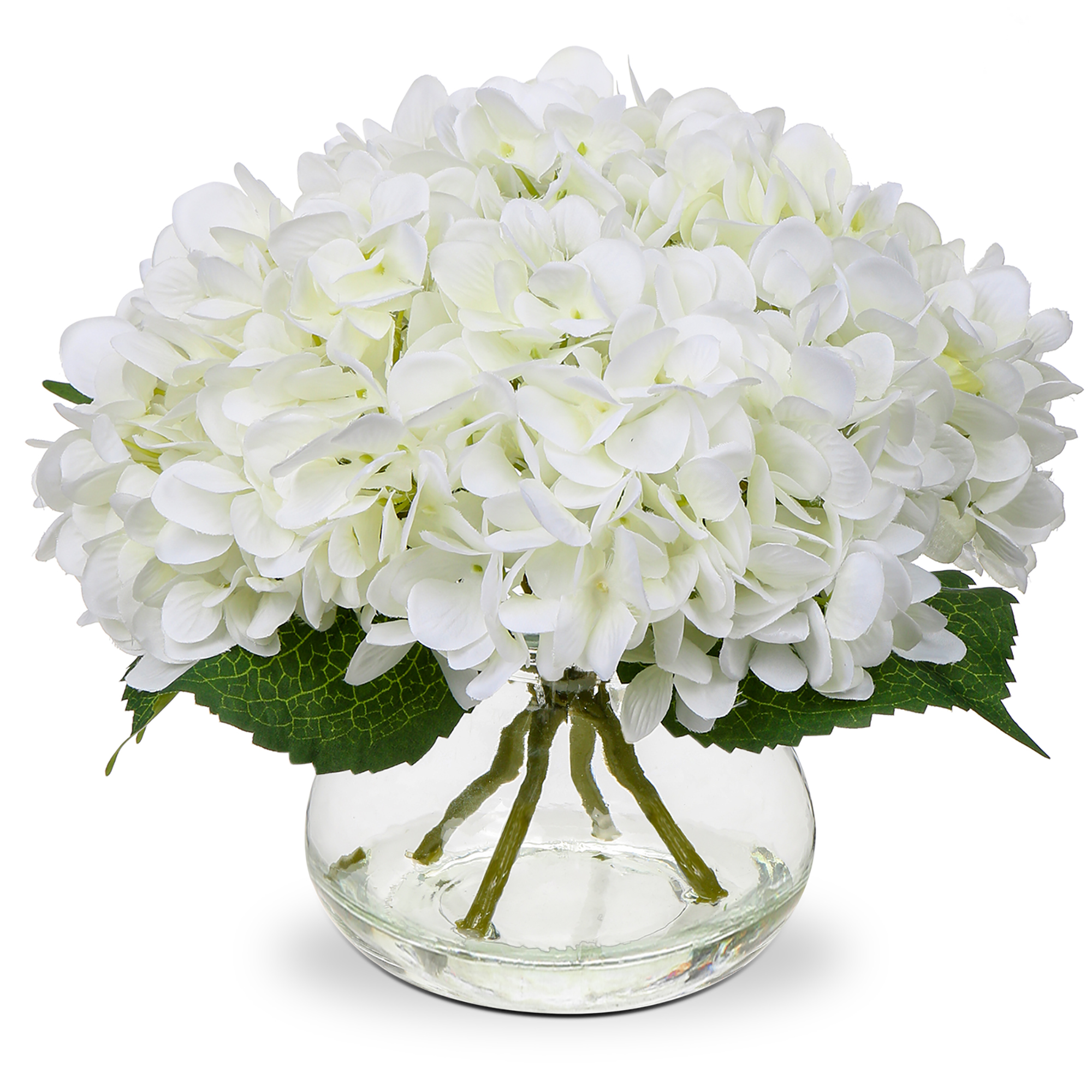 Nearly Natural Blooming Hydrangea Artificial Flowers with Vase, Blue