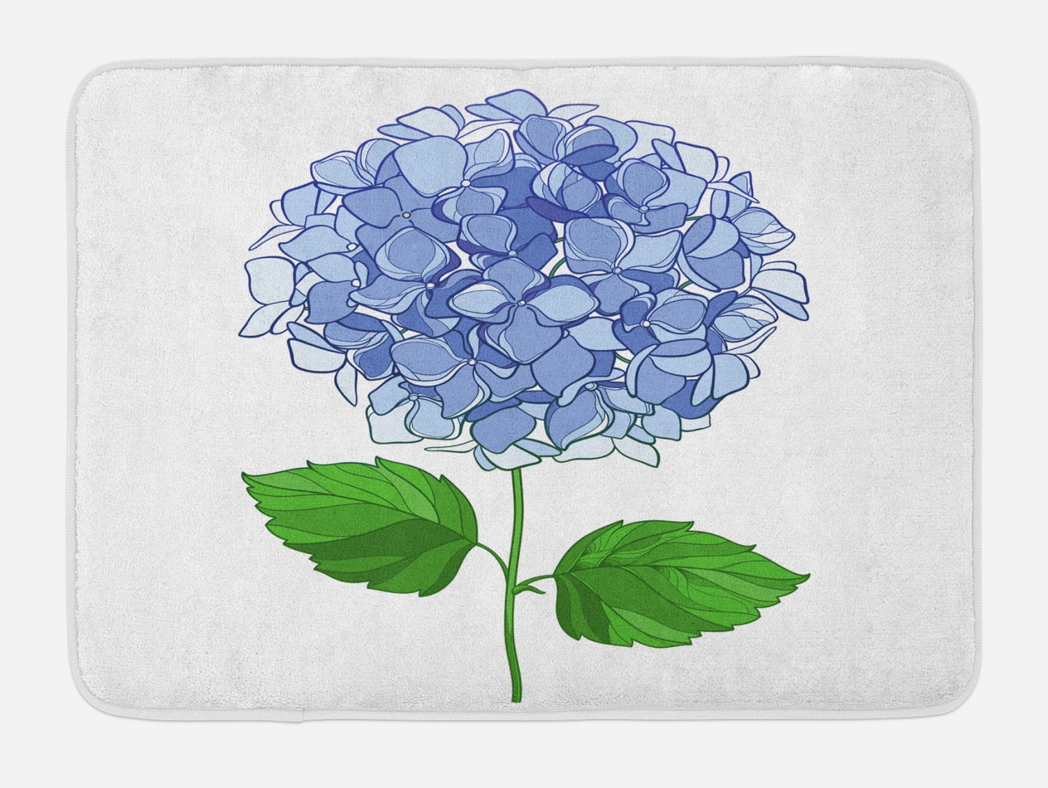 Ceil Blue and Fern Green Hydrangea Bath Mat with Non-Slip Backing