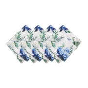 Threadmade Hydrangea Bloom Floral Dinner Napkins, Set of 4, Multicolor - 17"W x 17"L