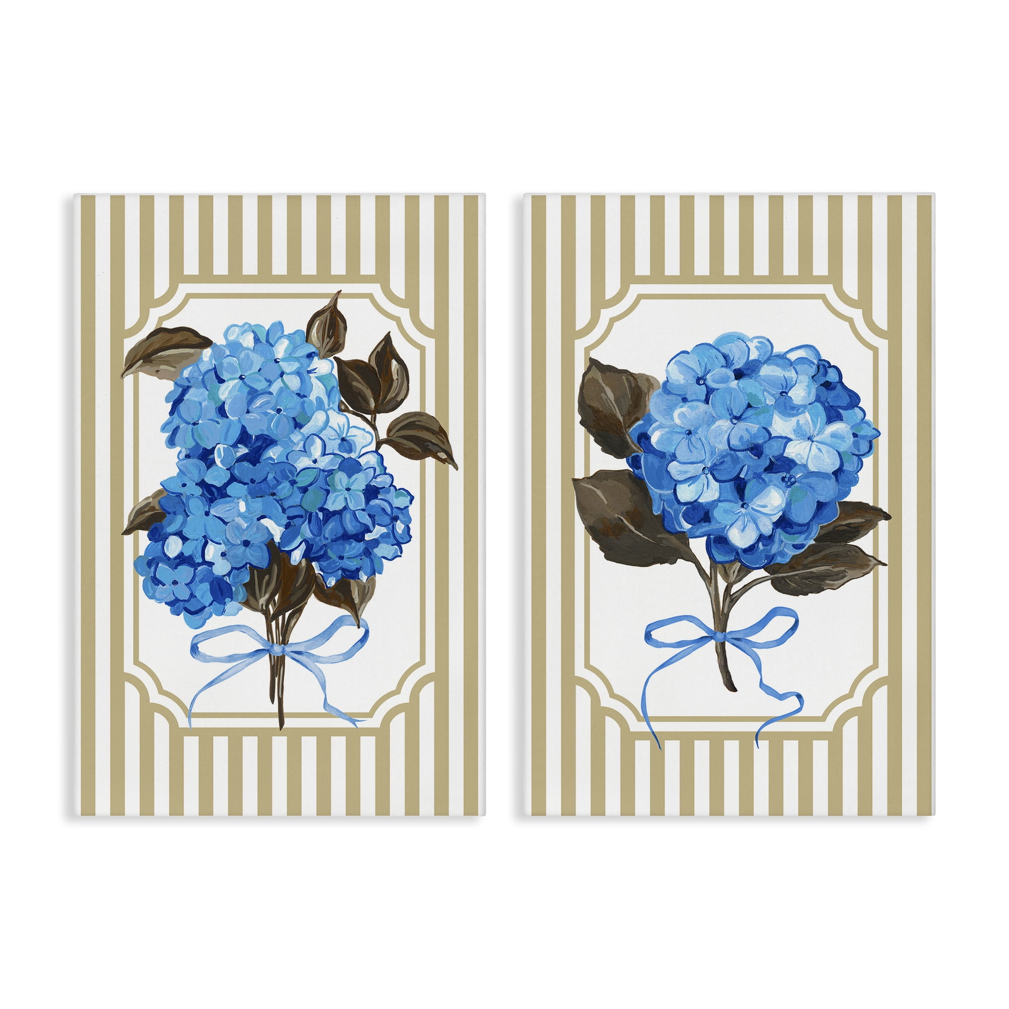 Hydrangea Bouquets with Bows 2 Piece Canvas Wall Art Set, design by Adonna Ebrahimi