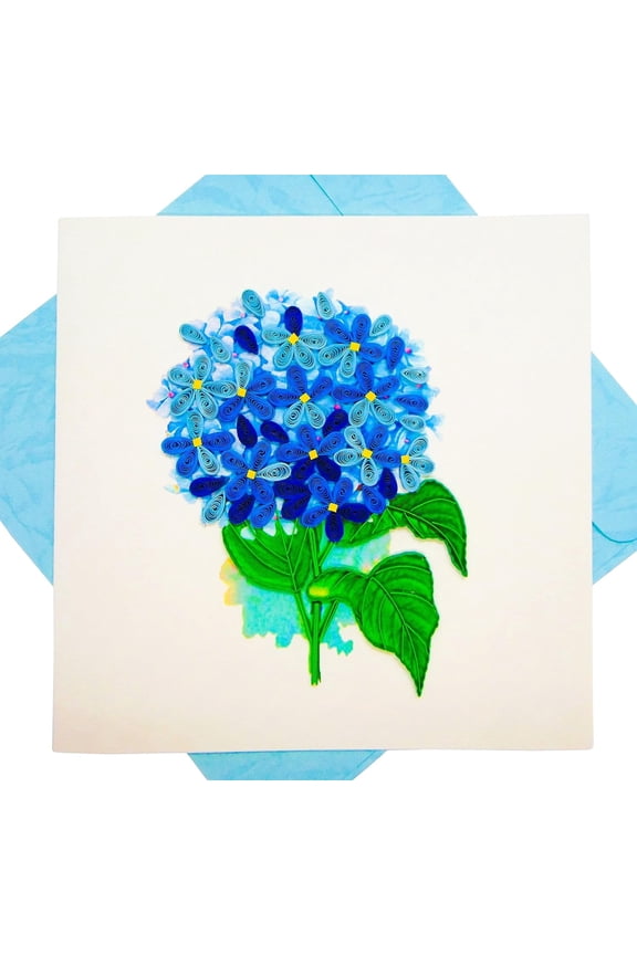 Hydrangea Boutique, Quilling Card 3D,Unique Dedicated Handmade, Design Greeting Card for Birthday, Valentine's Day, Mothers Day, Spring, Fathers Day, Graduation, Wedding, Anniversary, All Occasion