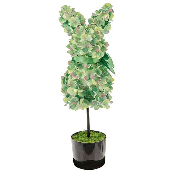 Hydrangea Bunny Tabletop Decoration, 27 INCH Artificial Bunny Topiary Outdoor - Rabbit Shaped Topiary Trees, Easter Rabbit Boxwood Bunny Shaped Topiary for Garden Front Porch Decor Celebrate Easter