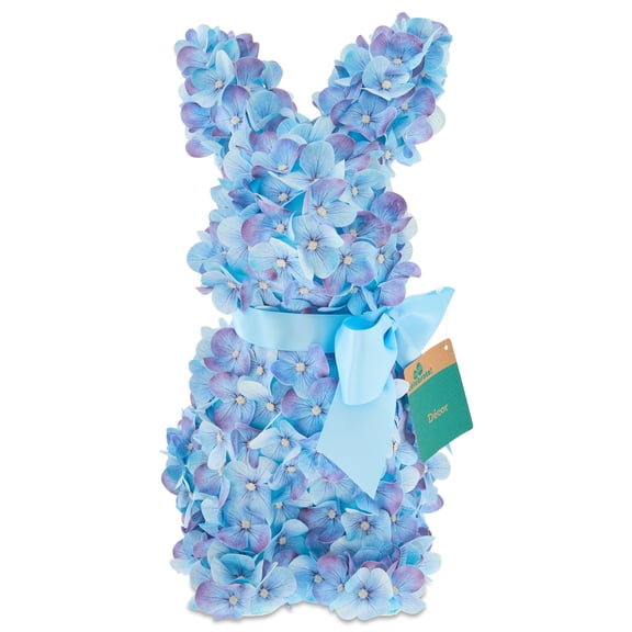 Hydrangea Bunny Tabletop Decoration, Blue, 16", Easter Bunny Tabletop Decoration