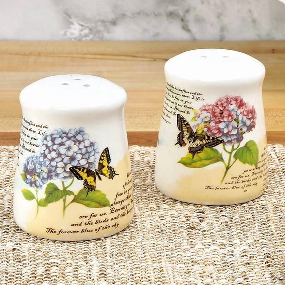 Hydrangea & Butterfly Salt and Pepper Shakers