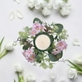 thumbnail image 1 of Hydrangea Candle Garland Ring | Artificial Flower Wreath for Candles | Table Centerpiece Decor | Party & Wedding Decoration | 7.87 Inch Diameter | White, Pink, Blue Options, 1 of 6